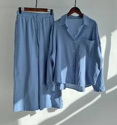 Seattle Cotton Linen Two-Piece Set – Cropped Top & Pants for Effortless Style