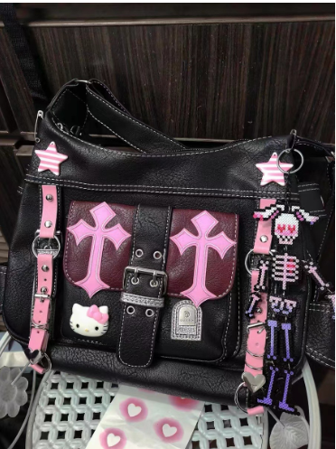 Hello Kitty Gothic Crossbody Bag – Y2K Punk Aesthetic