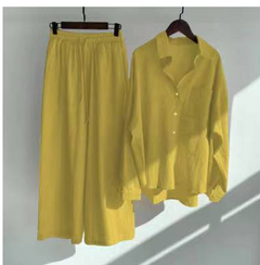 Seattle Cotton Linen Two-Piece Set – Cropped Top & Pants for Effortless Style