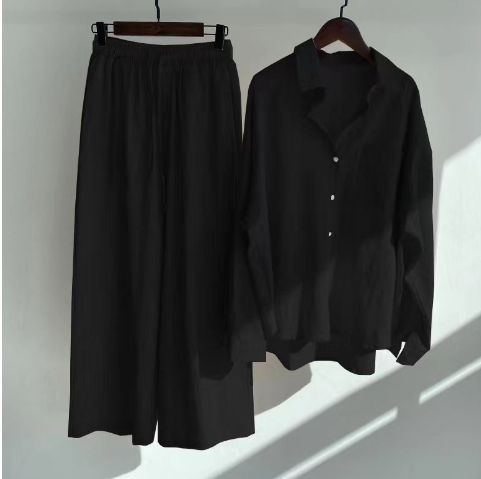 Seattle Cotton Linen Two-Piece Set – Cropped Top & Pants for Effortless Style