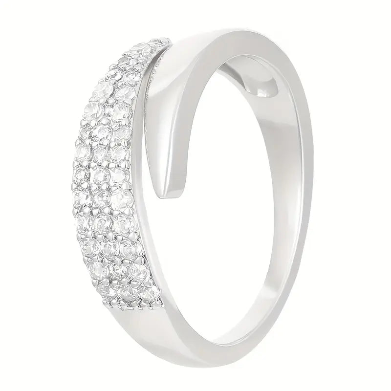 Crystal Sparkle Adjustable Ring – Multi-Row Statement Ring for Women