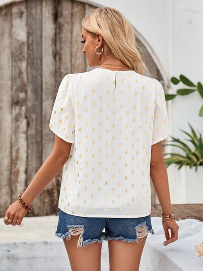 Petal Sleeve Blouse – Women's Flowy Polyester Top with Feminine Sleeve Detail