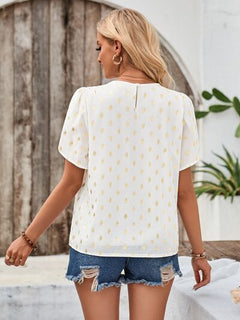 Petal Sleeve Blouse – Women's Flowy Polyester Top with Feminine Sleeve Detail