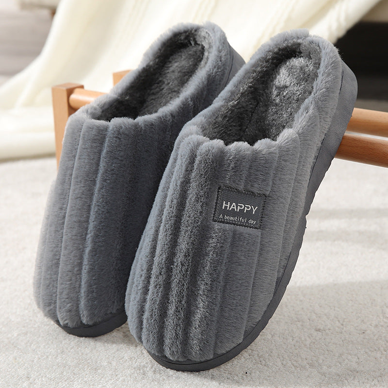 Plush Rabbit Fur Slippers – Cozy Warm Home Slippers for Women & Men
