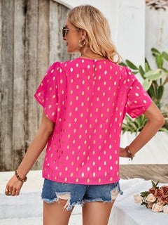 Petal Sleeve Blouse – Women's Flowy Polyester Top with Feminine Sleeve Detail