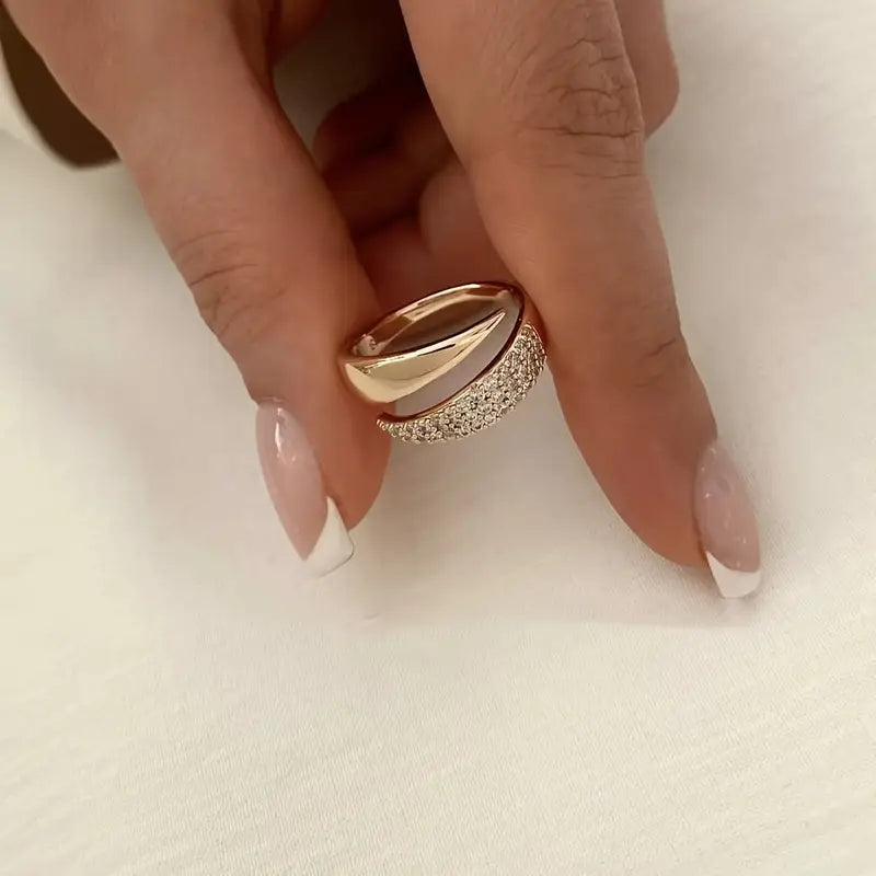 Crystal Sparkle Adjustable Ring – Multi-Row Statement Ring for Women
