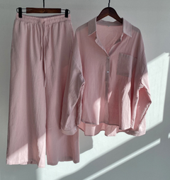 Seattle Cotton Linen Two-Piece Set – Cropped Top & Pants for Effortless Style