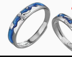 Blue Crystal Band Ring – Minimalist Adjustable Silver Ring