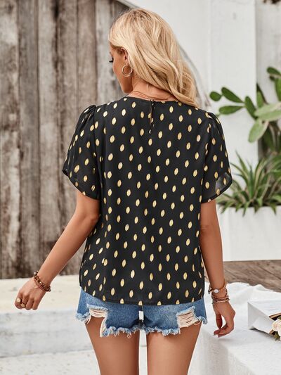Petal Sleeve Blouse – Women's Flowy Polyester Top with Feminine Sleeve Detail
