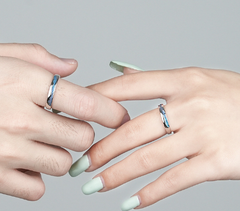 Blue Crystal Band Ring – Minimalist Adjustable Silver Ring