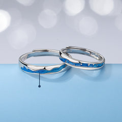 Blue Crystal Band Ring – Minimalist Adjustable Silver Ring