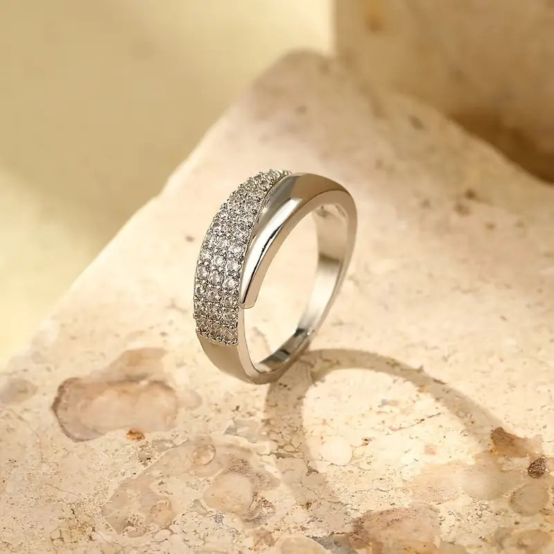 Crystal Sparkle Adjustable Ring – Multi-Row Statement Ring for Women