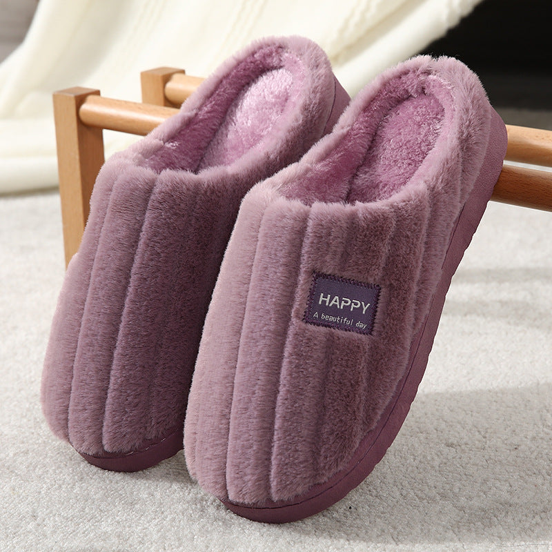 Plush Rabbit Fur Slippers – Cozy Warm Home Slippers for Women & Men