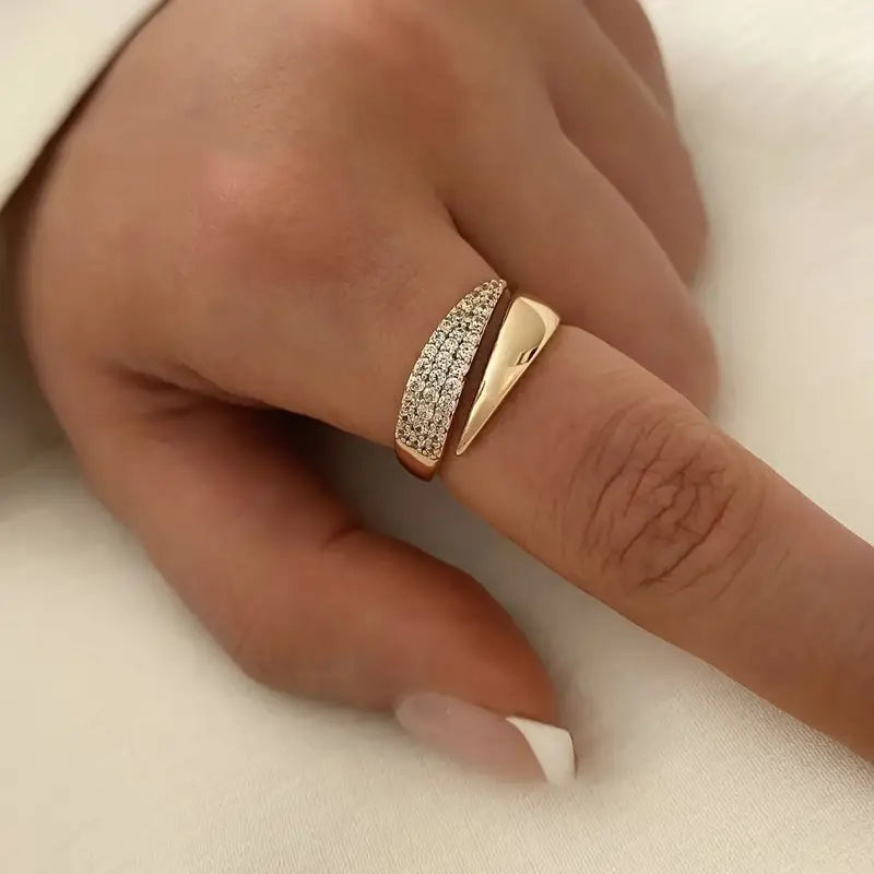 Crystal Sparkle Adjustable Ring – Multi-Row Statement Ring for Women
