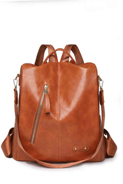 Marcy Convertible Leather Backpack – Women's Luxury Multi-Pocket Bag