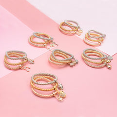 Dice Charm Bracelet Set – Women's Stackable Mixed Metal Bracelets (Set of 3)