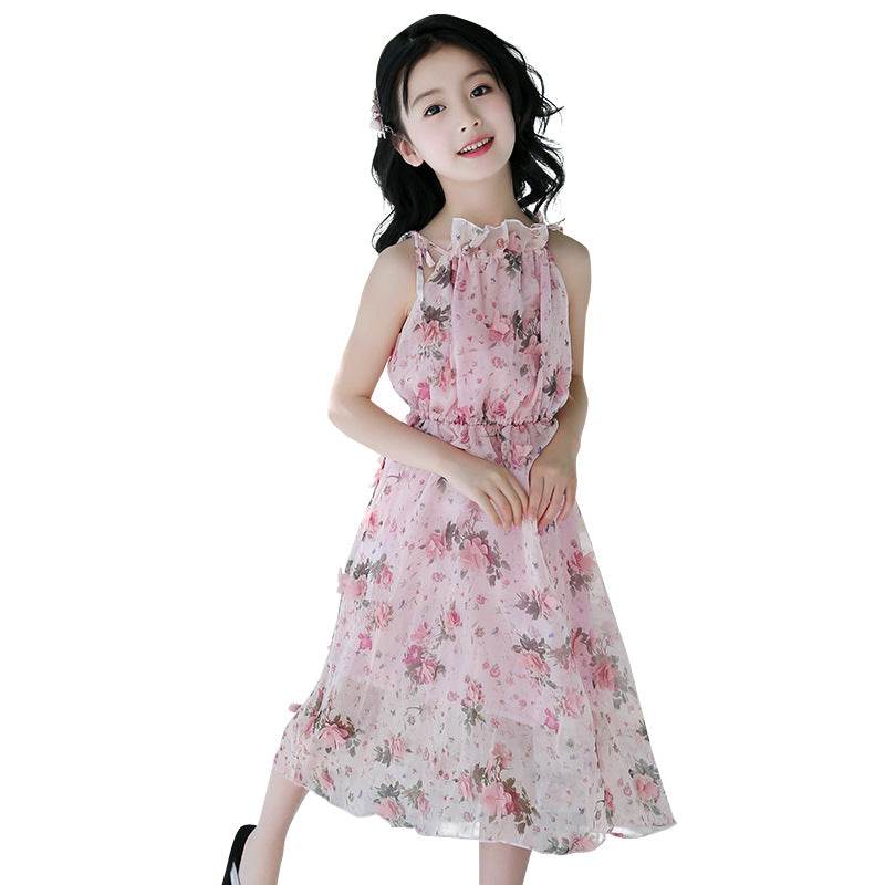 Girls' Bohemian Floral Maxi Dress – Lightweight Beach Summer Dress