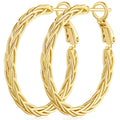 Fine Weave 14K Gold-Plated Hoop Earrings – 30MM Women's Statement Hoops
