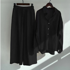 Seattle Cotton Linen Two-Piece Set – Cropped Top & Pants for Effortless Style